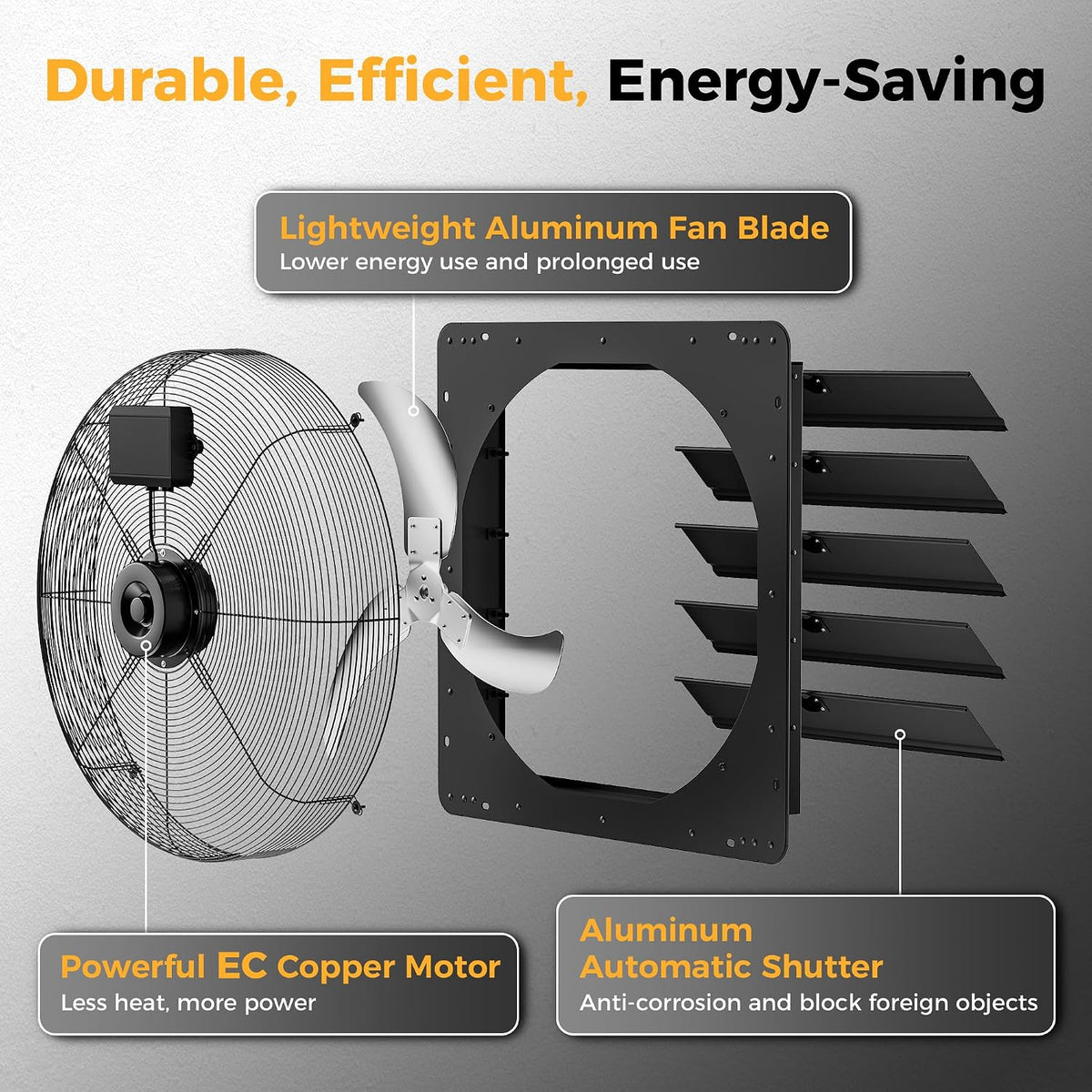 CAMMOO 24 Inch Exhaust Fan, 5000 CFM, with Temp Humidity and Speed Control