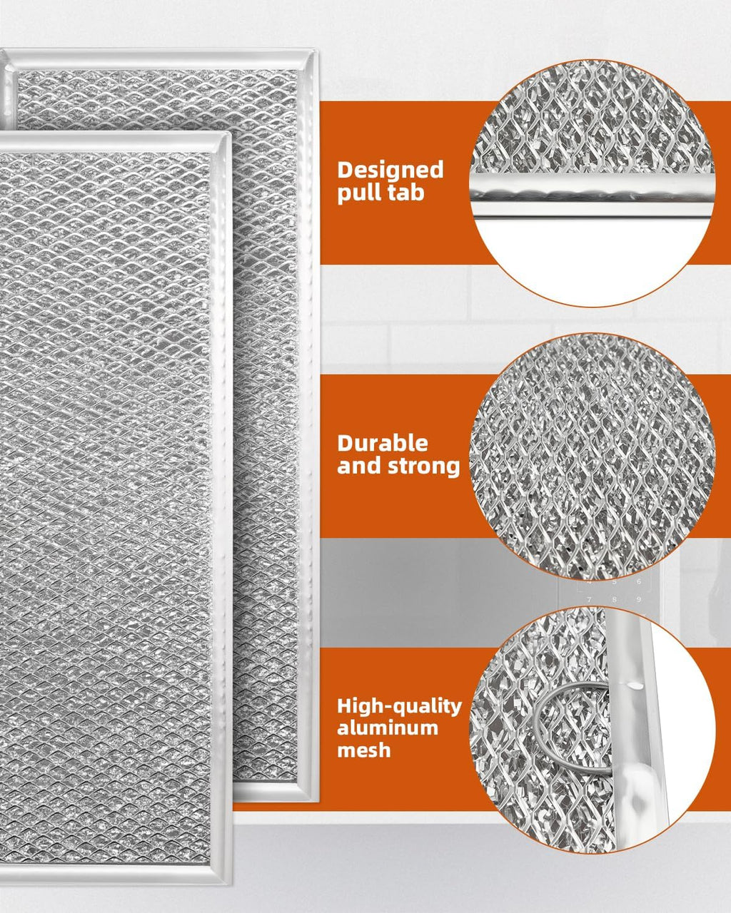 Microwave Grease & Charcoal Filter Set Fit for GE JVM6175SF1SS, JVM6175SK1SS, JVM6175SK2SS, JVM6175SK3SS