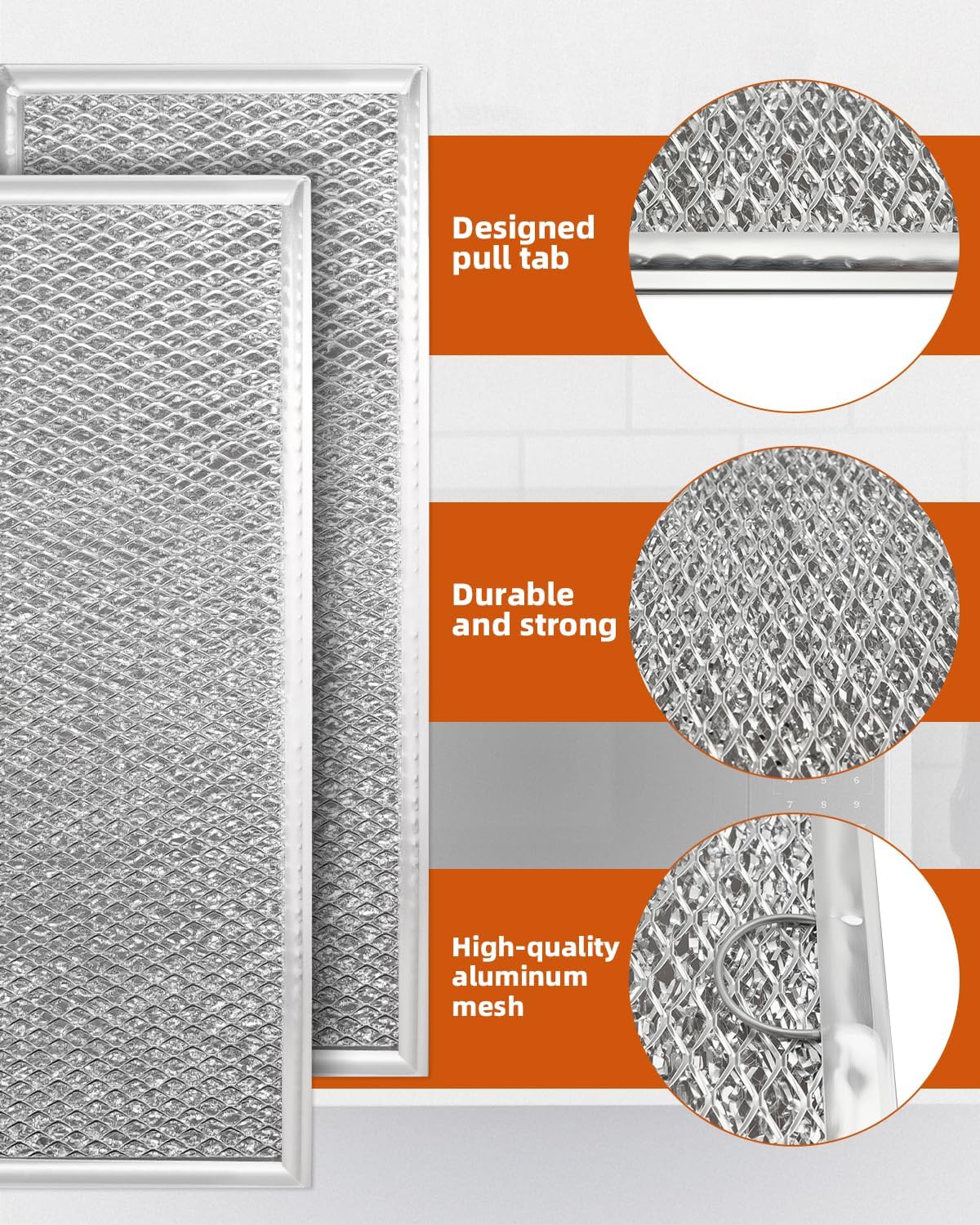 Microwave Grease & Charcoal Filter Set Fit for GE JVM6175SF1SS, JVM6175SK1SS, JVM6175SK2SS, JVM6175SK3SS