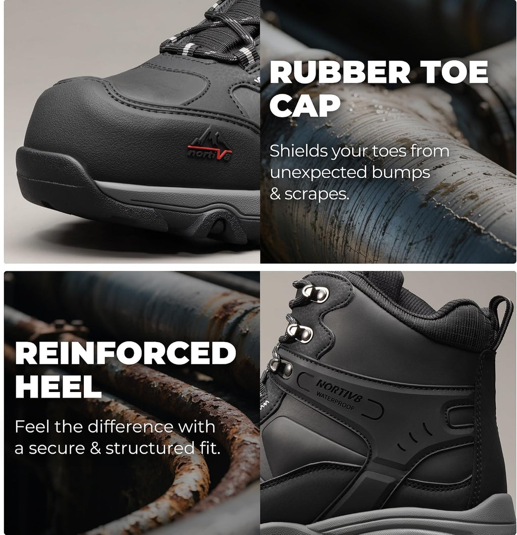 Men's Waterproof Steel Toe Work Boots | Slip Resistant ASTM-certified Safety Toe Boots for Men for