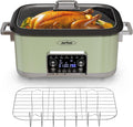 12-in-1 Programmable Slow Cooker Roaster Oven, 8 Quart Digital Multi-Cooker Food Warmer with Timer, Temp Control &
