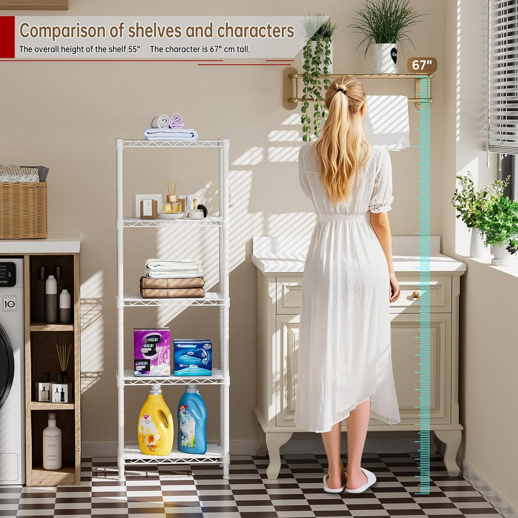 Small 5 tire Shelves Storage Wire Shelving Unit Metal Shelf Adjustable Organizers Storage Shelving for Bathroom