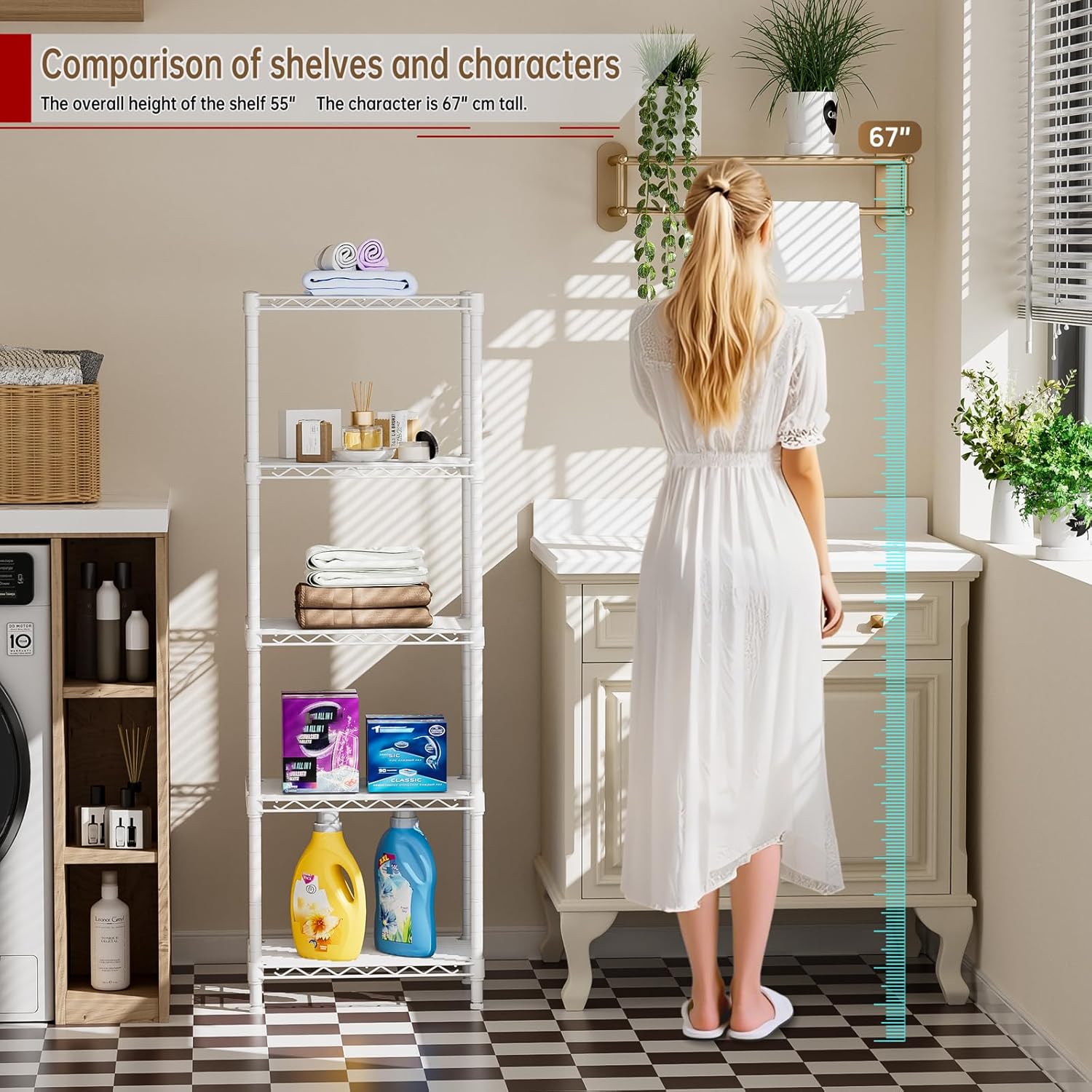 Small 5 tire Shelves Storage Wire Shelving Unit Metal Shelf Adjustable Organizers Storage Shelving for Bathroom