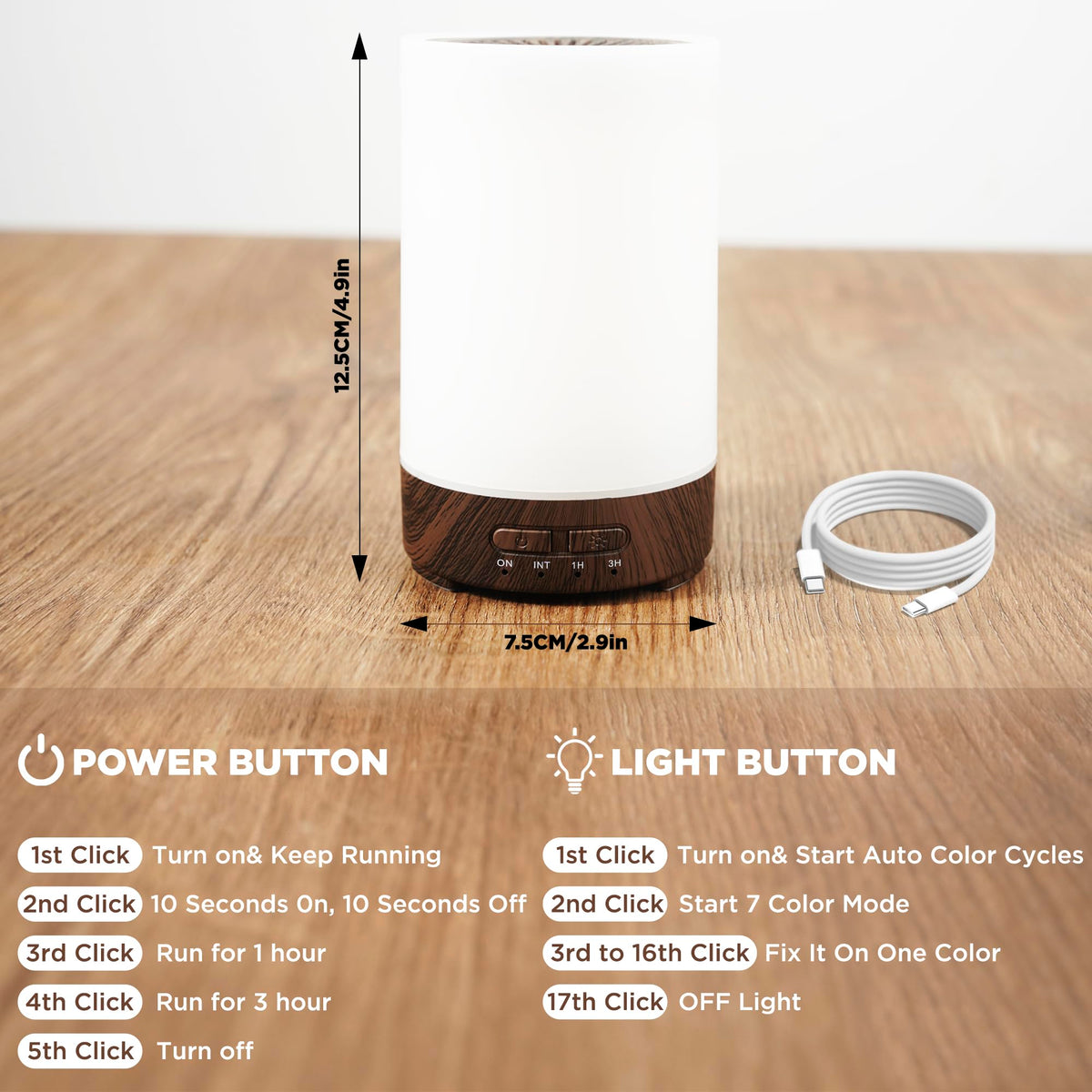 Essential Oil Diffuser, 150ML Small Portable Aromatherapy Diffuser, Home Fragrance Aroma Diffuser with 7-Color LED