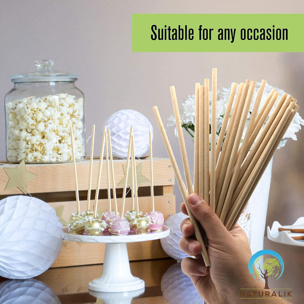 300/1000-Pack Extra Durable Brown Paper Straws Biodegradable- Premium Toxin Free Paper Straws Bulk- Drinking Straws