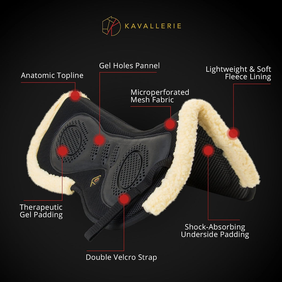 3D Air-Mesh Half Pad, Impact Protection & Therapeutic Gel Padding English Saddle for Maximum Support and Stability