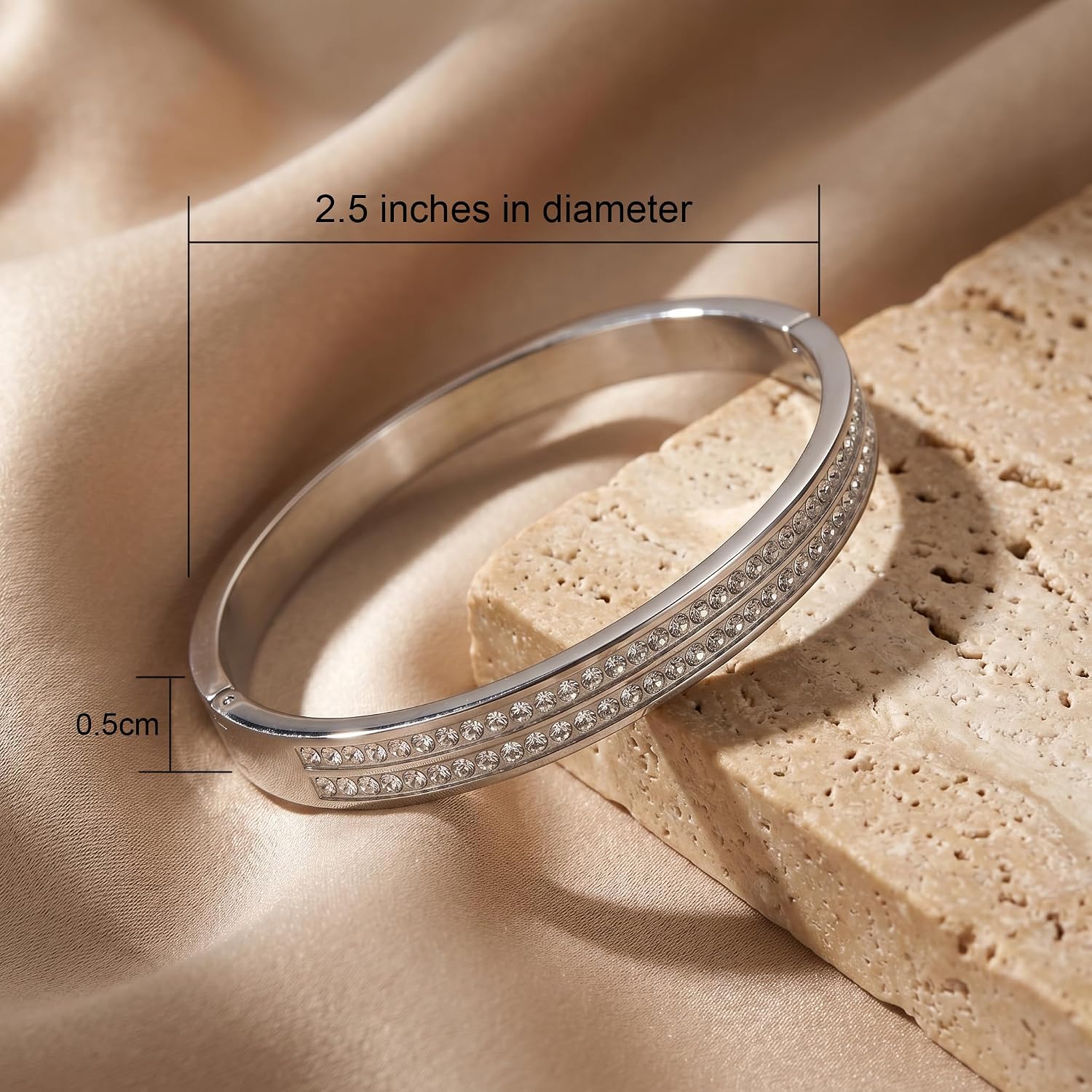 Gold Silver Rhinestone Bangle Bracelets for Women, Adjustable Layered Cuff Bracelet Summer Holiday Jewelry Gift
