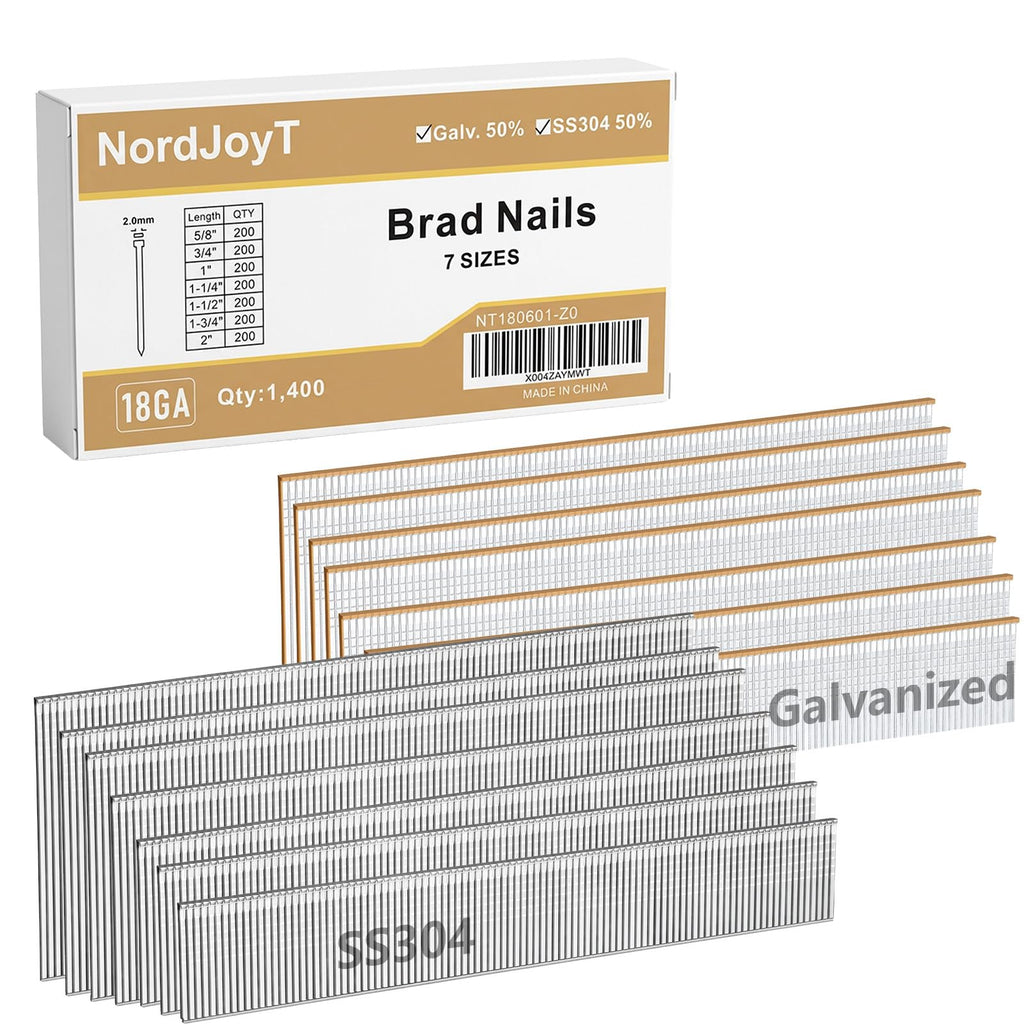18 Gauge Brad Nails (7 Sizes 1400 PCS)
