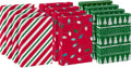 Medium Christmas Gift Boxes with Lids (12 Shirt Boxes, 3 Designs: Lights, Trees, Red and Green Stripes) for