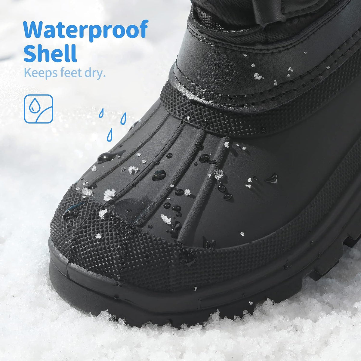 Girls Snow Waterproof Winter Boots | Warm Faux Fur Lined Outdoor Secure Grip Anti Slip Outsole Easy Wear Windproof