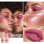 Hot Red Monochromatic Cream Blush Stick for Cheek, Eyeshadow, Lip, 0.28oz
