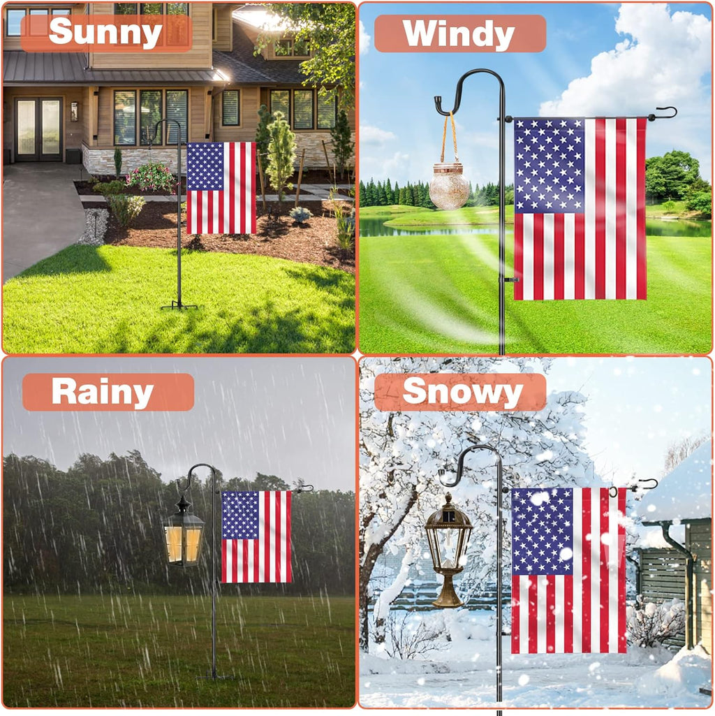 Garden Flag Stand - Upgraded Garden Flag Pole with Shepherd Hooks for 12 x 18 Flag, 45IN Yard Flag Holder Stand for