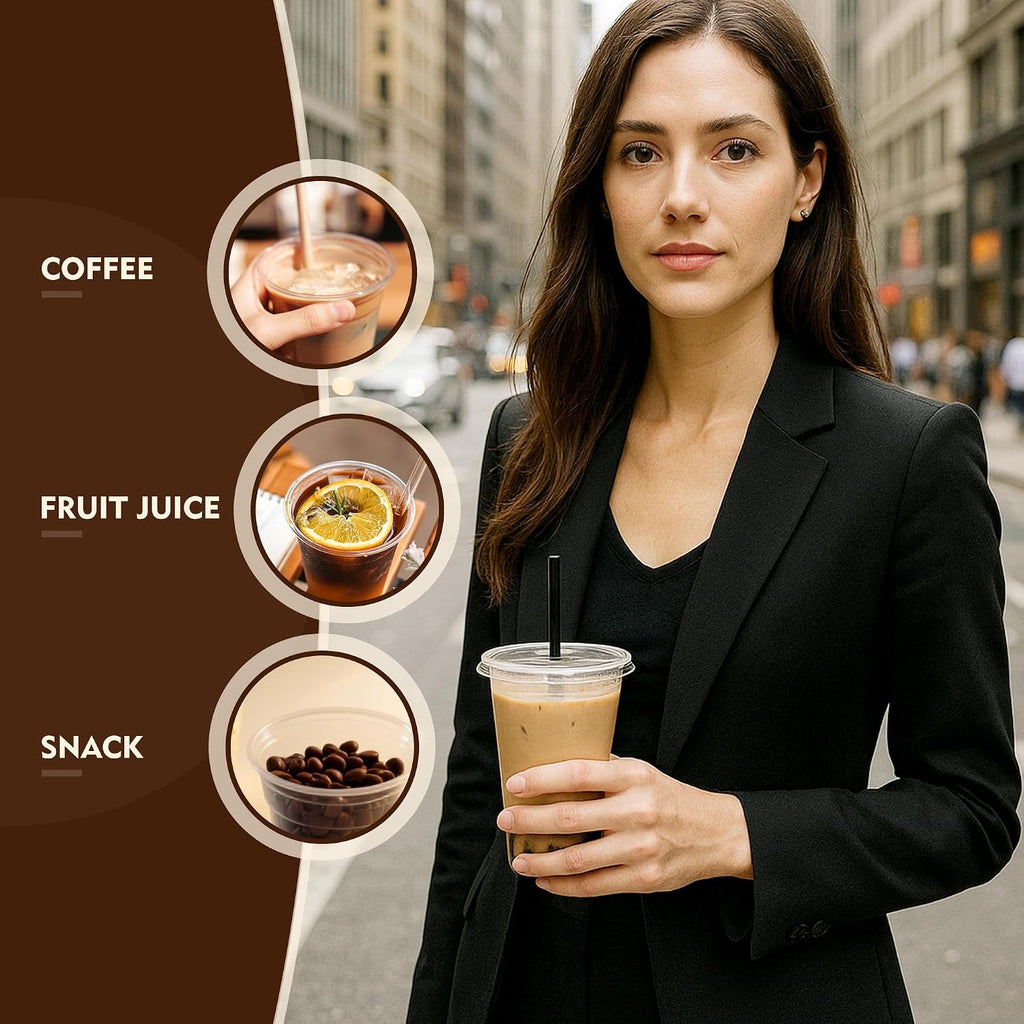 16 oz 100 Pack Disposable Iced Coffee Cups with Lids, Clear Plastic Cups with Lids, Cold Crystal Drink Cup for Party