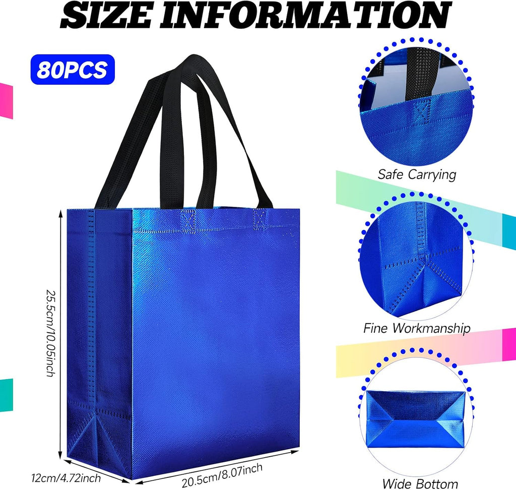 80 Pcs Reusable Gift Bags, Medium, Colorful