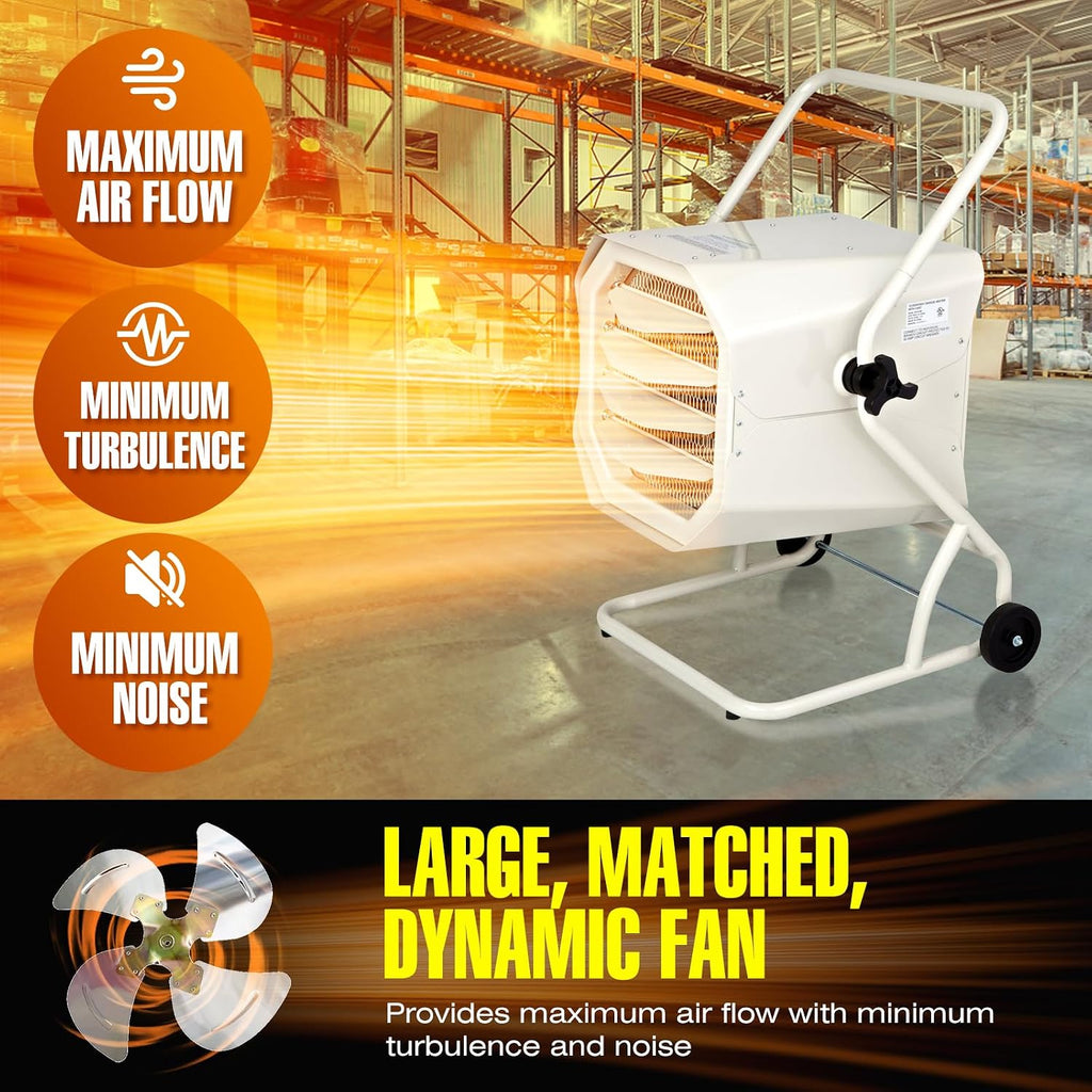 Dr. Heater Dr. Infrared DR-910M 10000-Watt 240-Volt Heavy-Duty Hardwired Shop Garage Heater with Cart and Adjustable