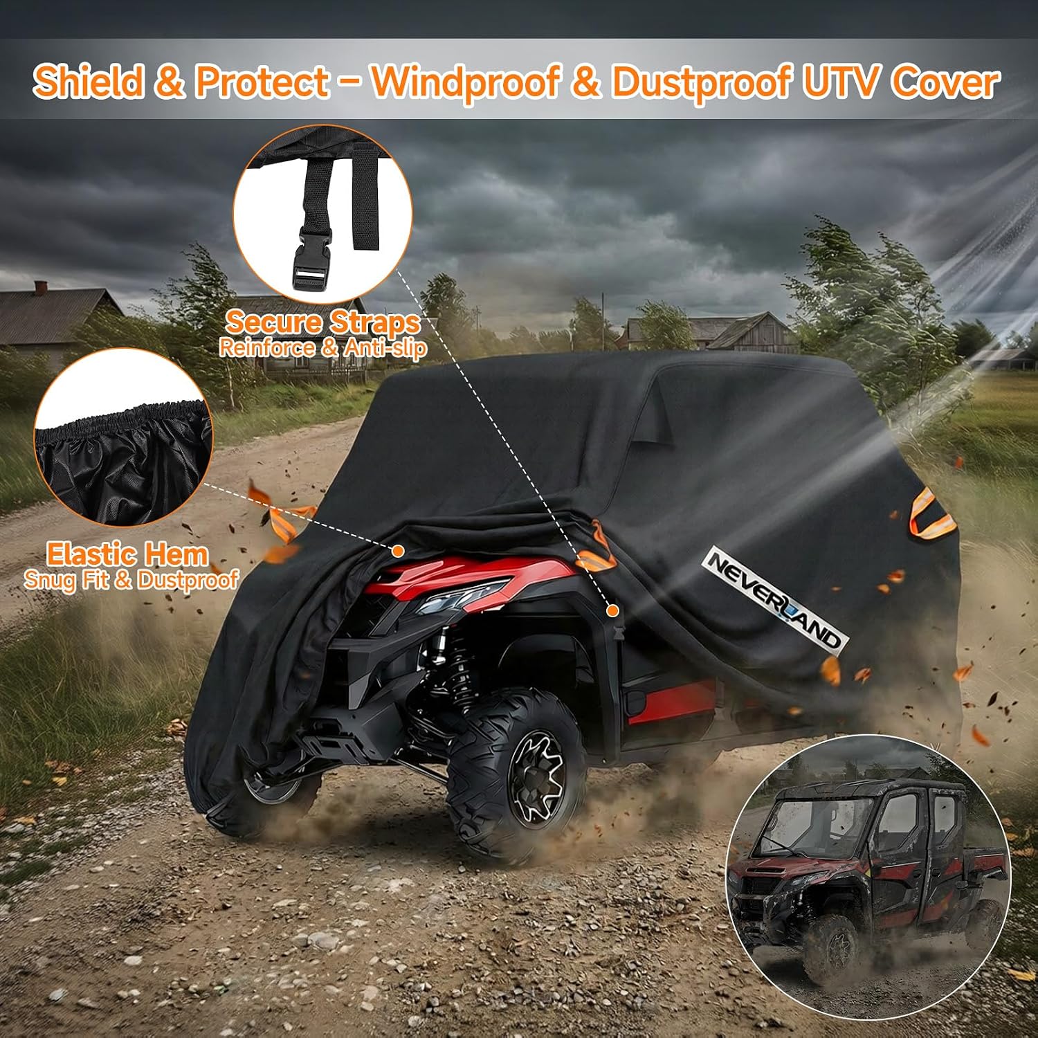UTV Cover Heavy Waterproof Denier Oxford Cloth for Polaris RZR Yamaha Can-Am Defender Kawasaki Ranger Cover 4-6