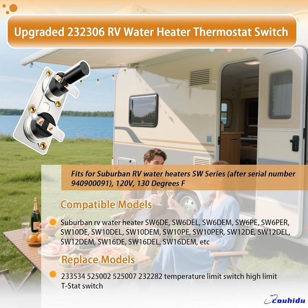 Upgraded 232306 RV Water Heater Thermostat Switch, Fits Suburban SW6DEL