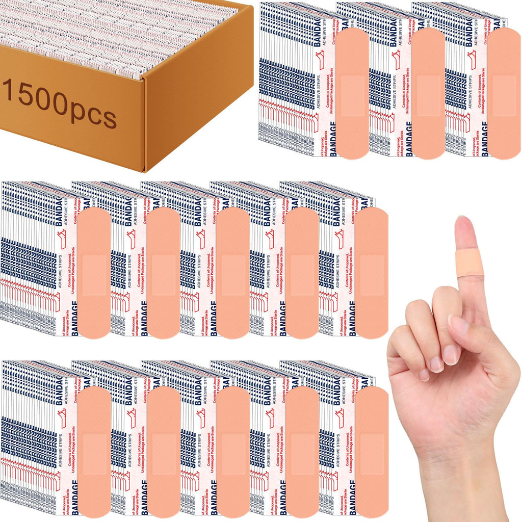 1500 Pcs 3/4" X 3" Adhesive Waterproof Bandages Bulk