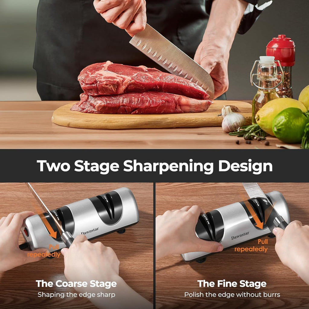 Electric Knife Sharpener, Professional Kitchen Knife Sharpener for Home Use, 2 Stages of Coarse Sharpening & Fine