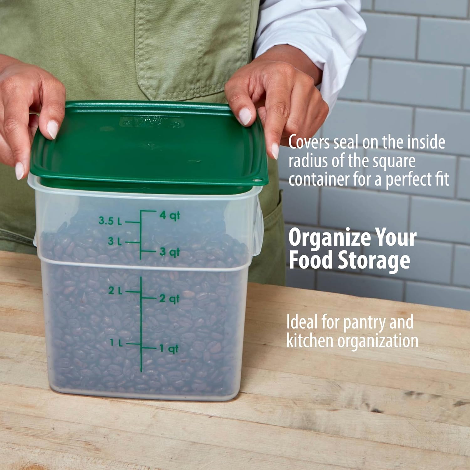 Food Storage Containers with Lids (Microwave Safe and BPA-Free) - 4 QT (Quart) Square Food Storage Container with Lid