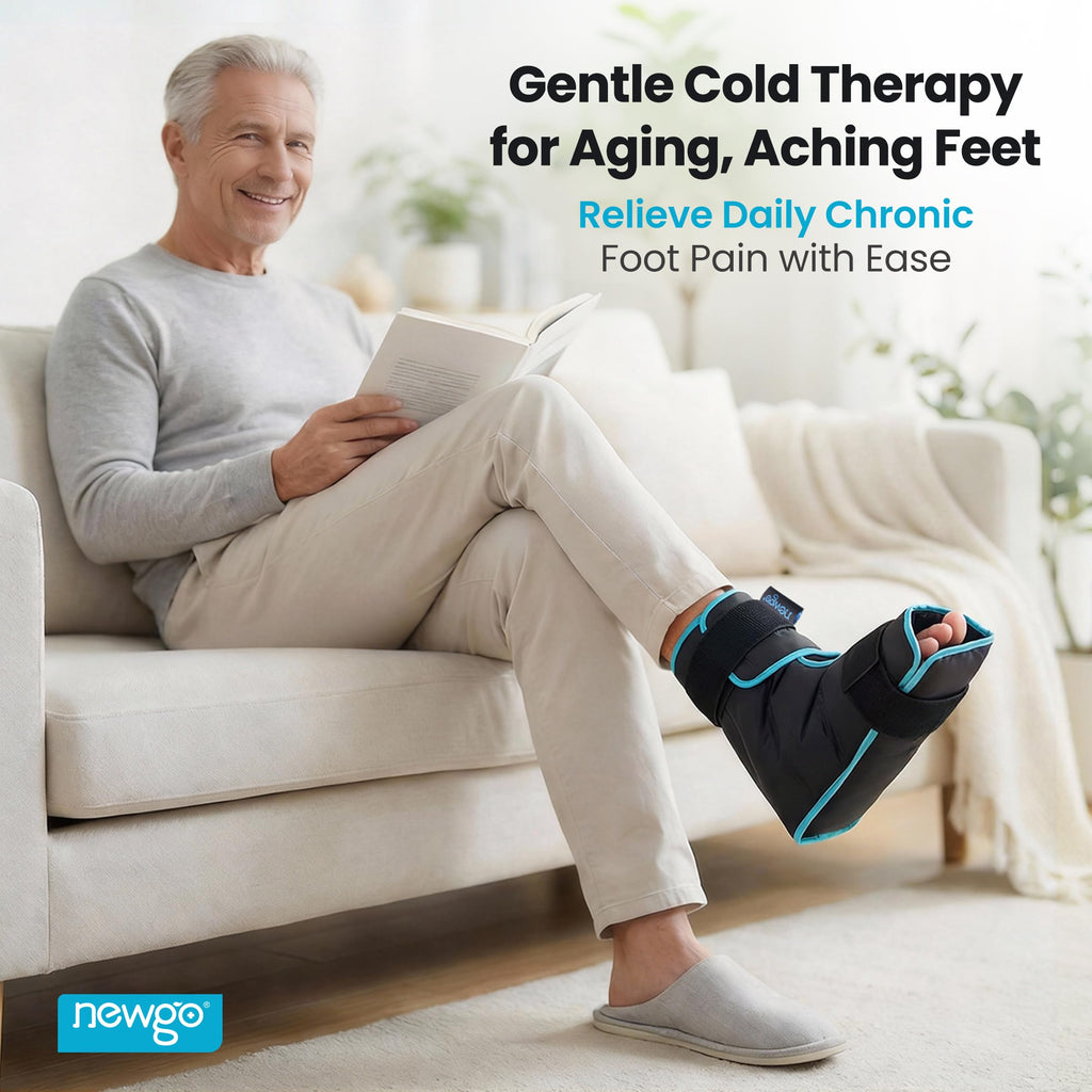 Foot Ice Pack Wrap, Cold Compression for Plantar Fasciitis, Black