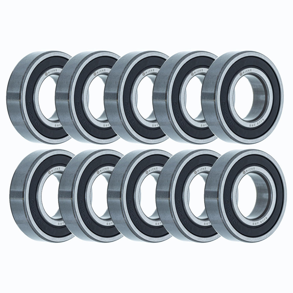 NICHE Wheel Bearing 6206-2RS 30x62x16mm Single Row Deep Groove 10 Pack