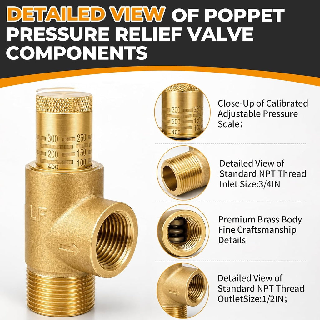 0372271 530C-STD 3/4" x 1/2" Poppet Type Calibrated Pressure Relief Valve