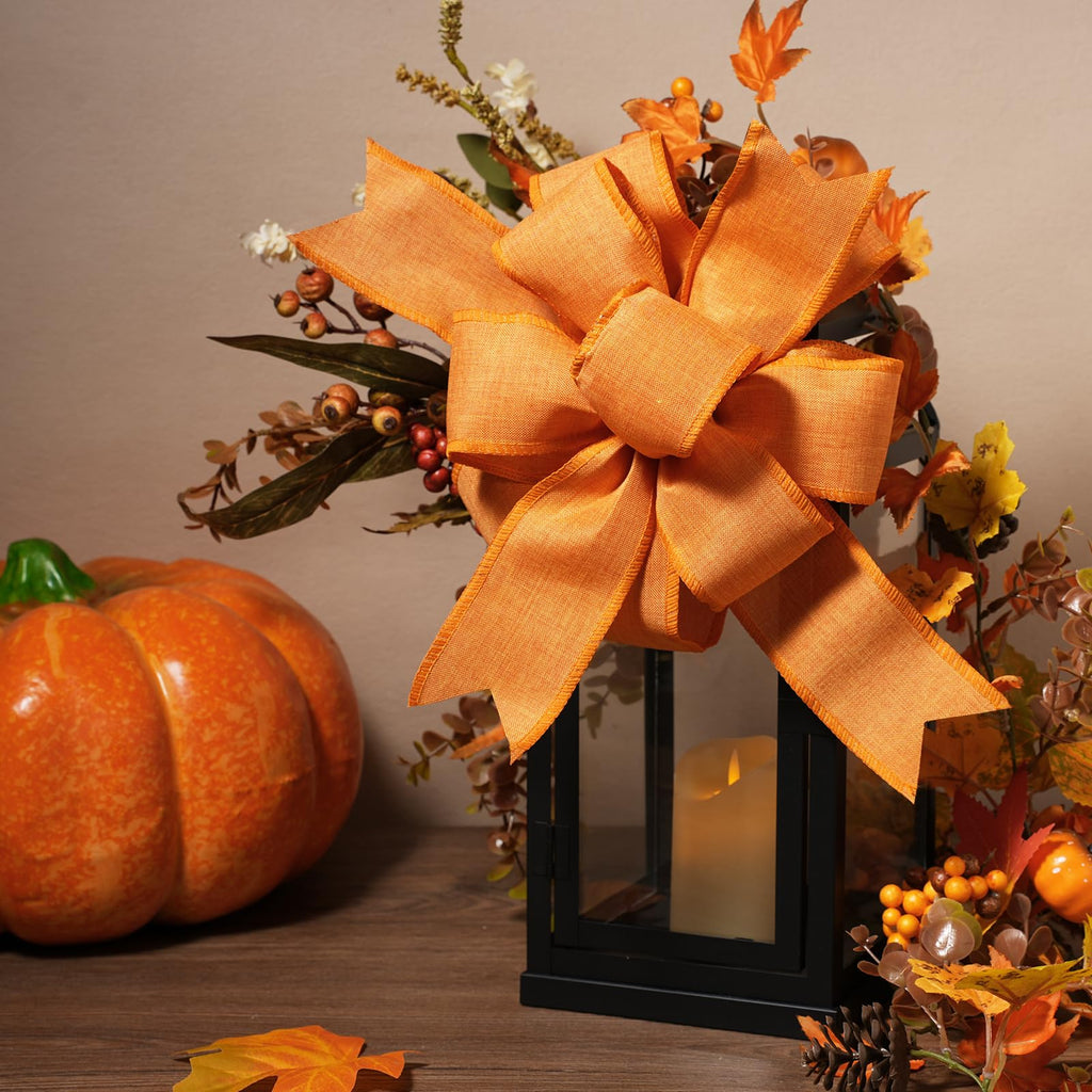 2.5 Inch Orange Linen Wired Ribbon, Fall Wreath and Bow Decor