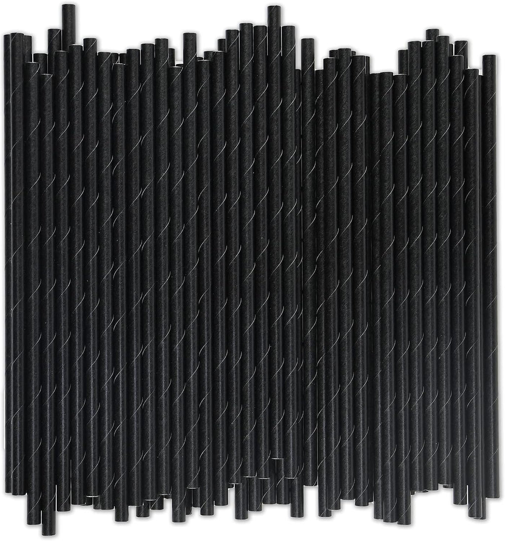 Black Paper Straws 1000 Count, Compostable Cocktail Straws 7.75" Disposable