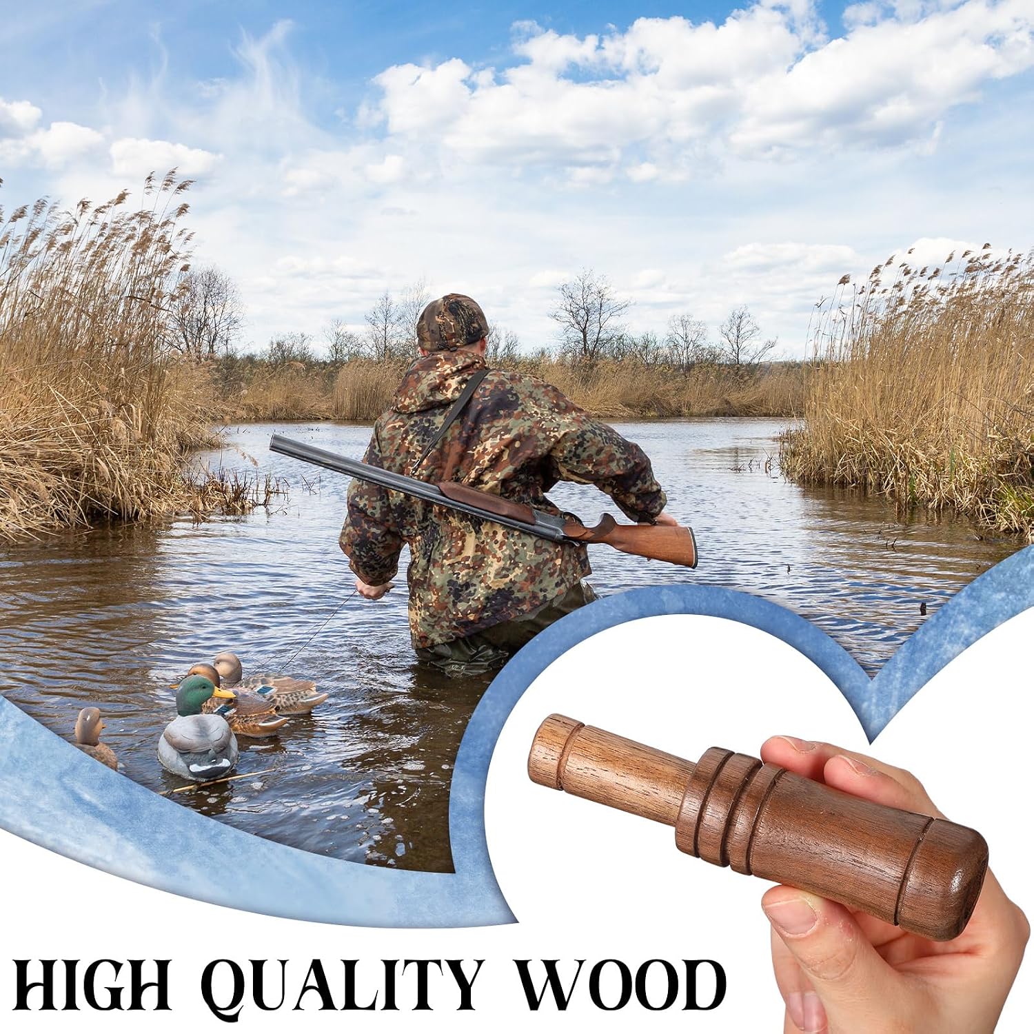 4 Pcs Duck Calls for Hunting Mallard Decoy Whistle | Realistic Sounding Waterfowl Decoys, Wood and Acrylic Designs