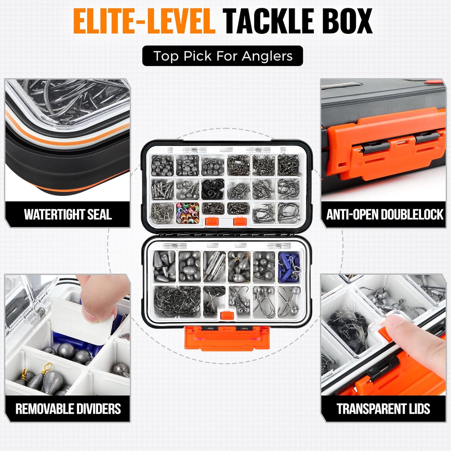 264/397pcs Fishing Accessories Kit, Organized Fishing Tackle Box with Tackle Included, Fishing Hooks, Fishing Weights