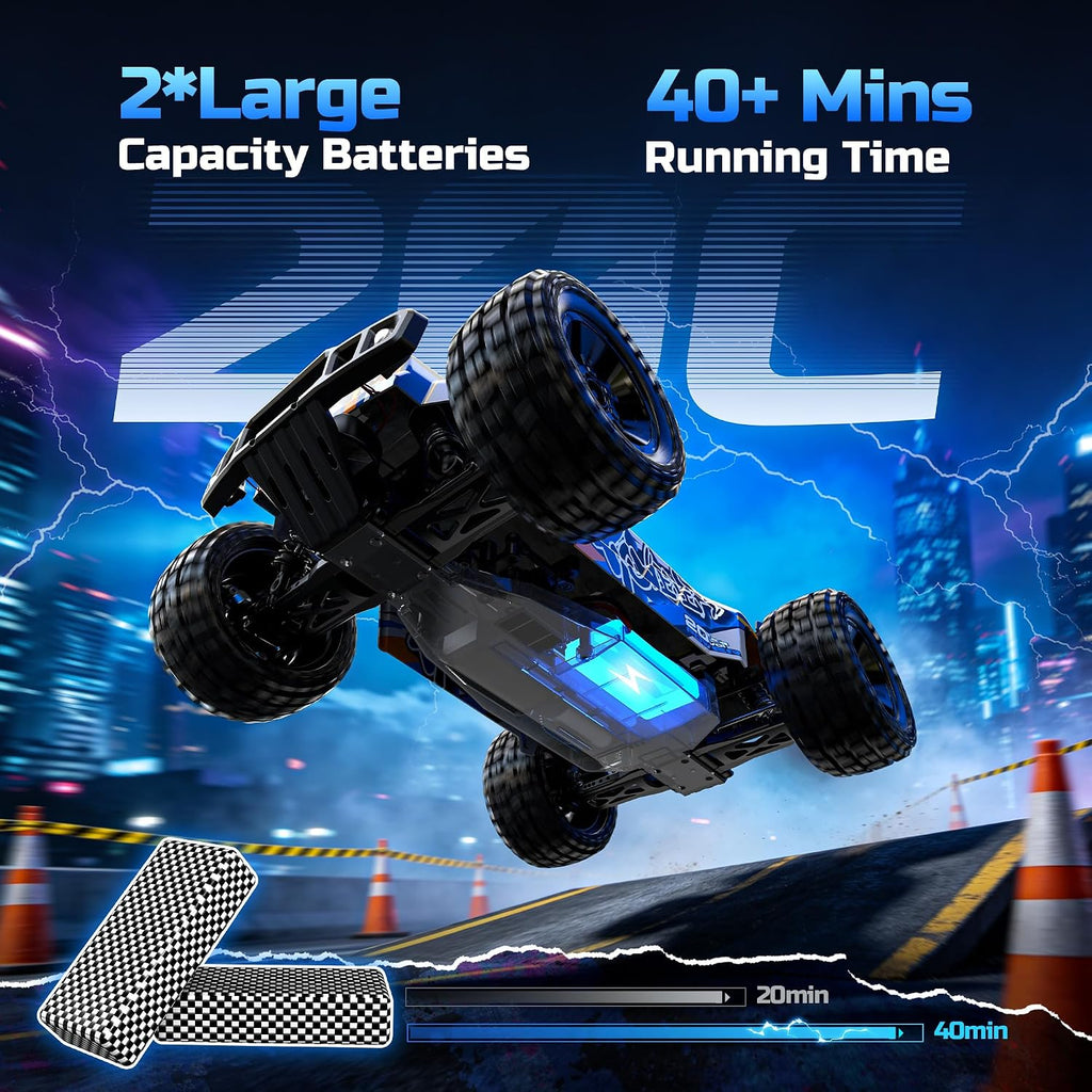1:10 Large High Speed Remote Control Car with LED Shell Lights, 48+ KM/H, 4WD Offroad Monster Truck for Adults &
