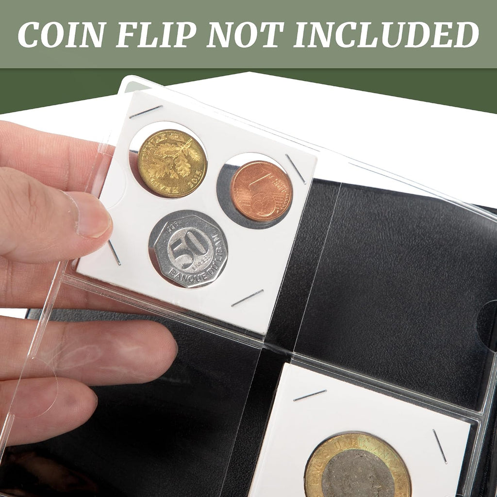 Coin Flip Holder Albums - 60 Pockets 2x2 inches Black | Uncle Paul Coin Storage Books for Coin Cardboard Collection