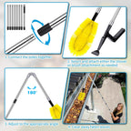13FT Upgraded Gutter Cleaning Tools - Adjustable Long-Reach Rain Gutter Cleaning Brush, No Ladder Needed Removes Leaf