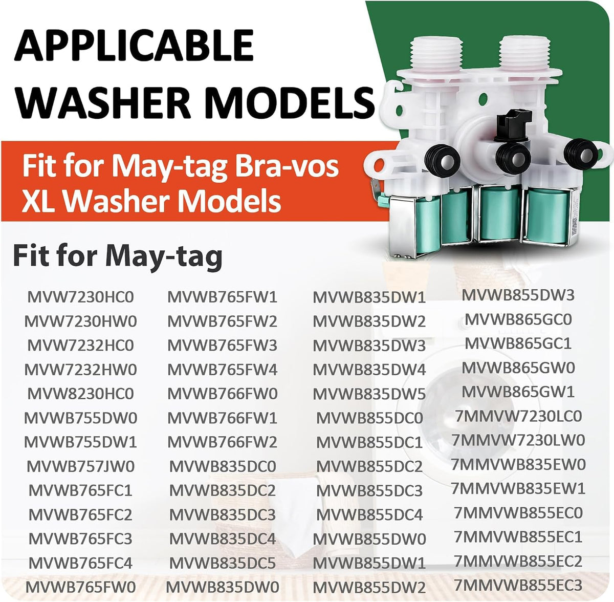 MVWB765FW3 MVWB835DW4 Washer Water Inlet Valve Fit for Maytag Bravos XL