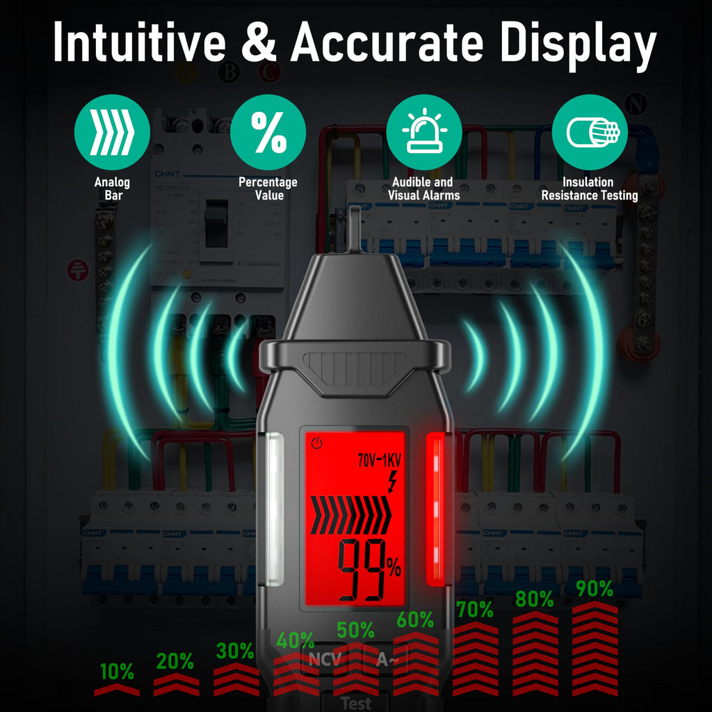 Mastfuyi Non-Contact Voltage Tester 12V/70V-1000V with Breakpoint Finder