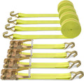 Ratchet Tie Down Straps 4-Pack Heavy Duty 2" x 27' with J Hooks | 10,000lbs Break Strength, Rachet Tie-down Strap for