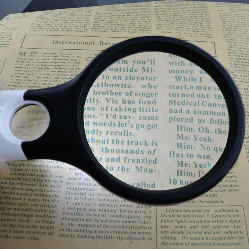 Magnifier 3 LED Light Handheld 3X 45X Glass Magnifier for Reading Jewelry | Portable, with bright white bulbs,for