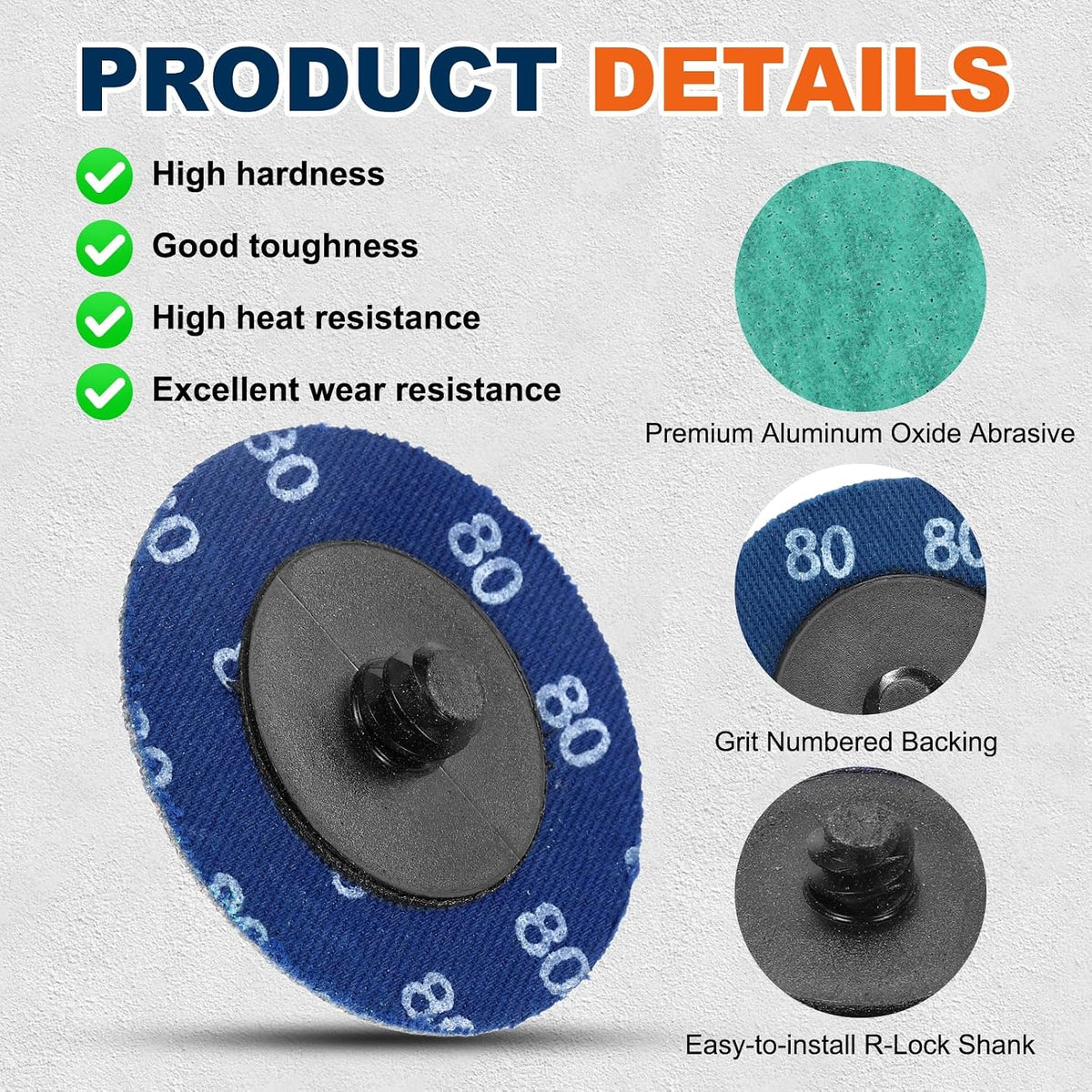 20 Pcs 2" 80 Grit Quick Change Surface Conditioning Discs