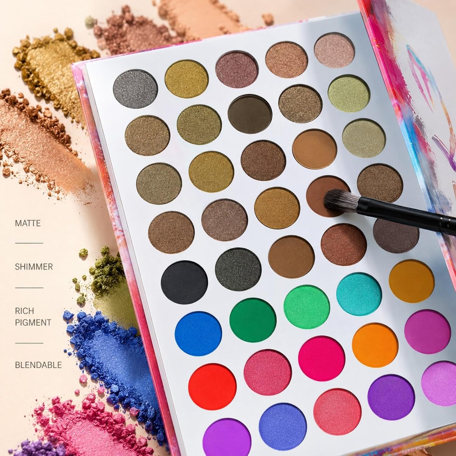 40-Color Eyeshadow Palette Eye Makeup Set (Black) | 40 Color Shade Palette All-in-One Kit Begineer Friendly Full Eye