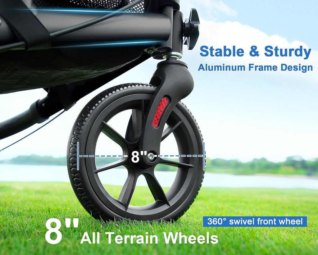 3 Wheel Rollator Walker with Seat for Slim Seniors, Padded Backrest Lightweight Foldable Travel Walker Ideal for