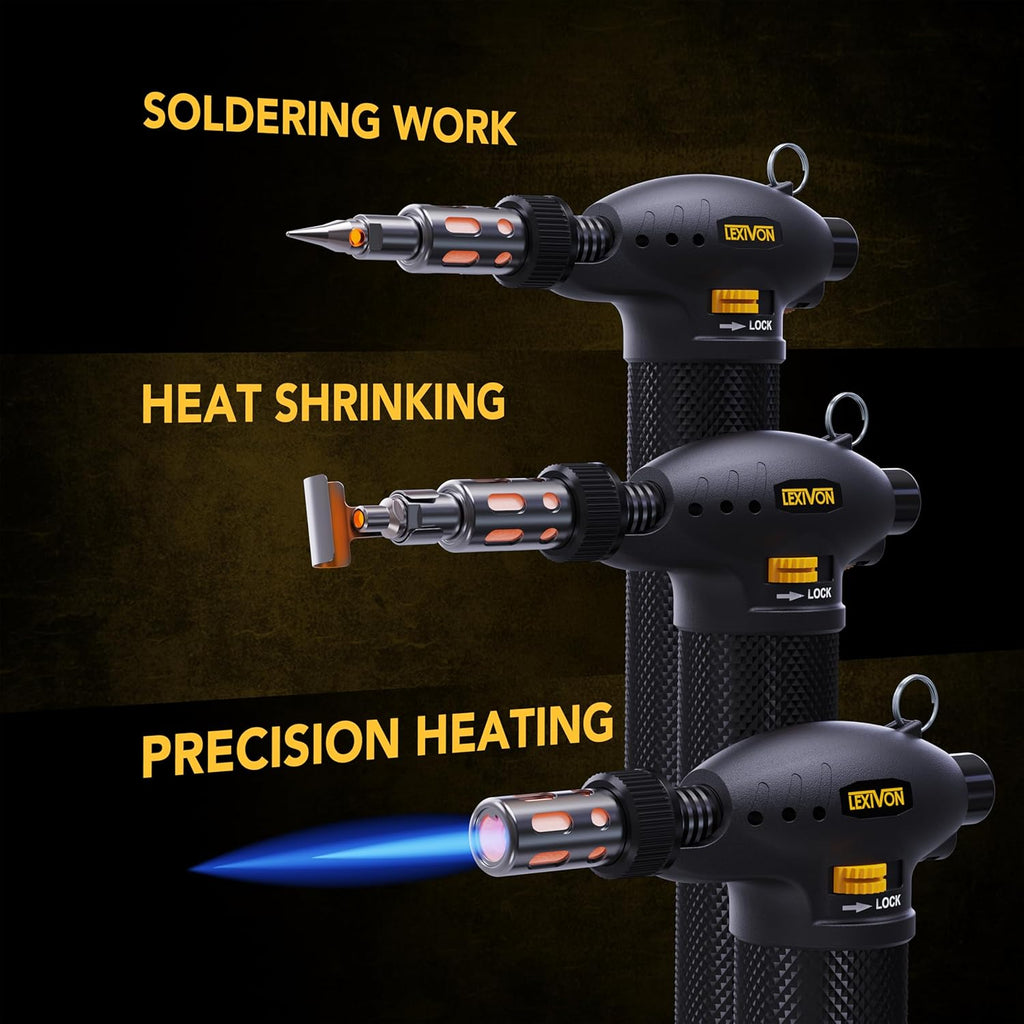 Butane Torch Multi-Function Kit | Premium Self-Igniting Soldering Station with Adjustable Flame | Pro Grade 125-Watt