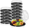 12 Pack 12 Inch Plastic Serving Tray with Lid, Disposable Plastic Food Serving Platters with Clear Dome Lids