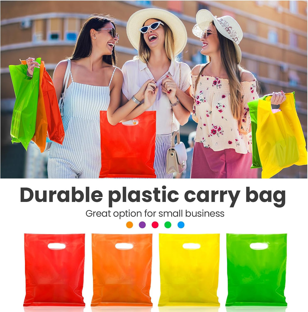 400 Pcs Shopping Bags with Handle Bulk 12 x 15 Inch, Bright Color