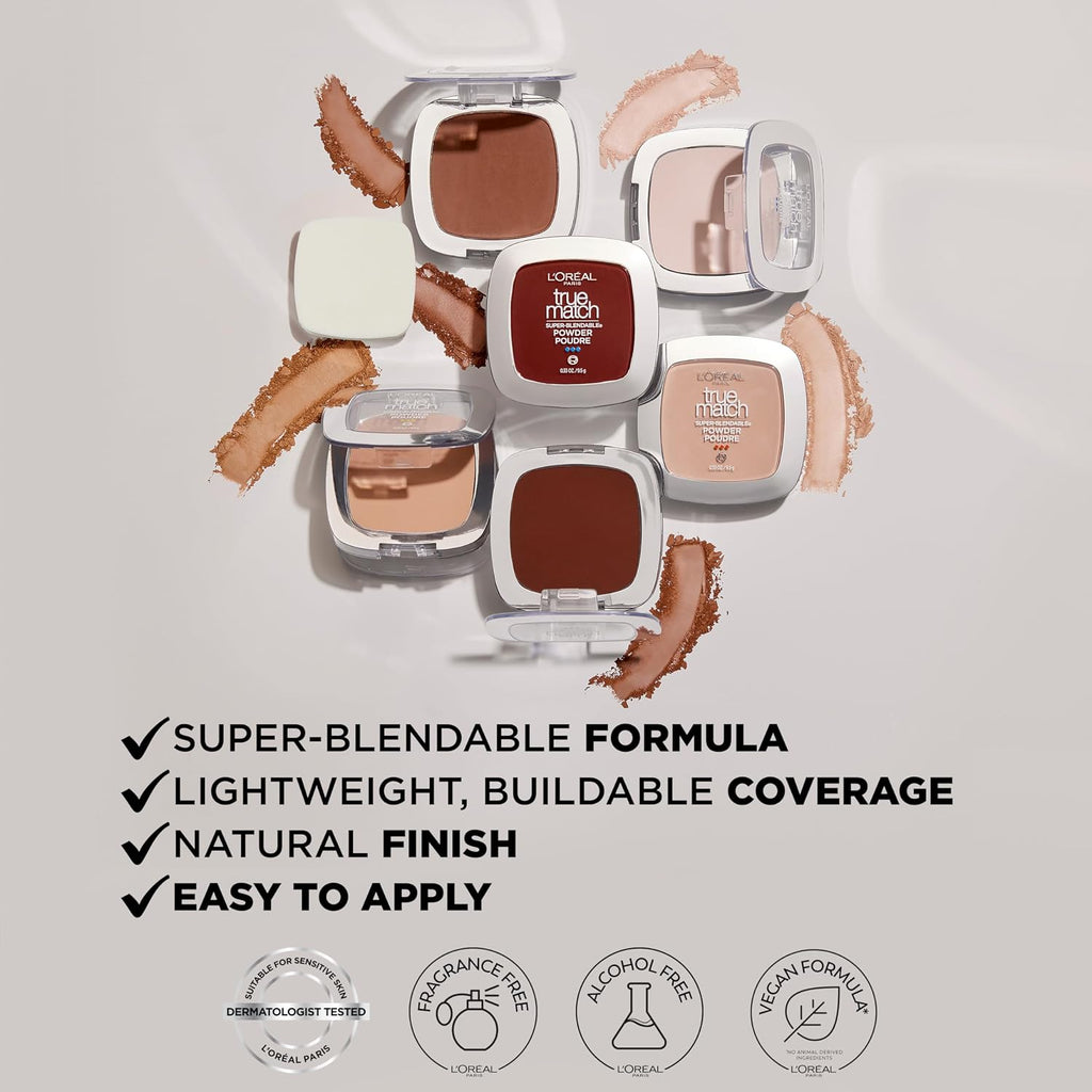True Match Super Blendable Oil Free Powder Foundation, W4 Light Medium, 0.33 oz, Packaging May Vary