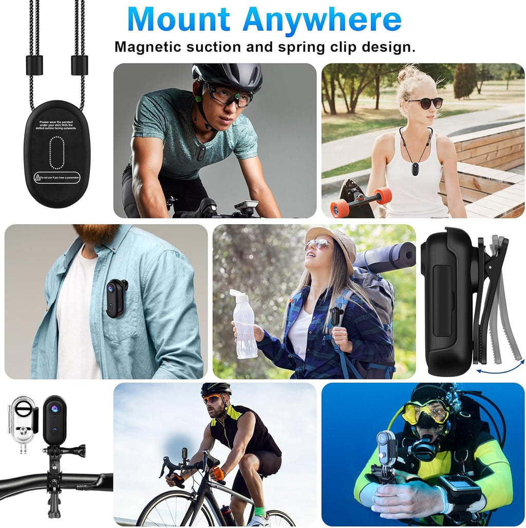 i3 4K Thumb Action Camera, Tiny Size, Mount Anywhere, Small Body Camera | with 32G Card, Spring Clip, Portable