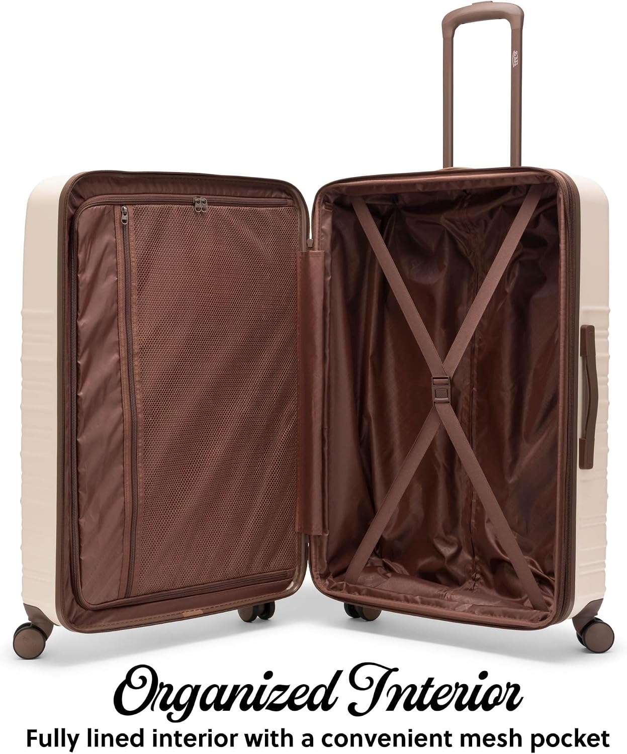 Ivory Retro Trek 3-Piece Expandable Hardside Spinner Luggage Set