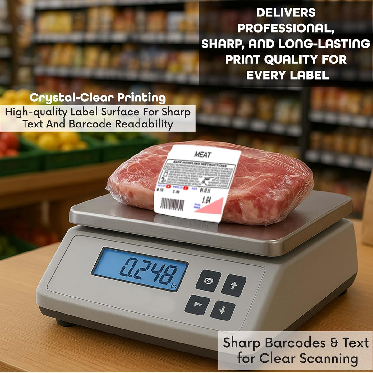 Globe Ishida Scale Label GL-4164 UPC Labels with Safe Handling | 64mm x 59mm | Barcode Printing Sticker Rolls