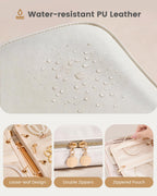 Travel Jewelry Case, Medium Jewelry Storage Binder Organizer -Beige