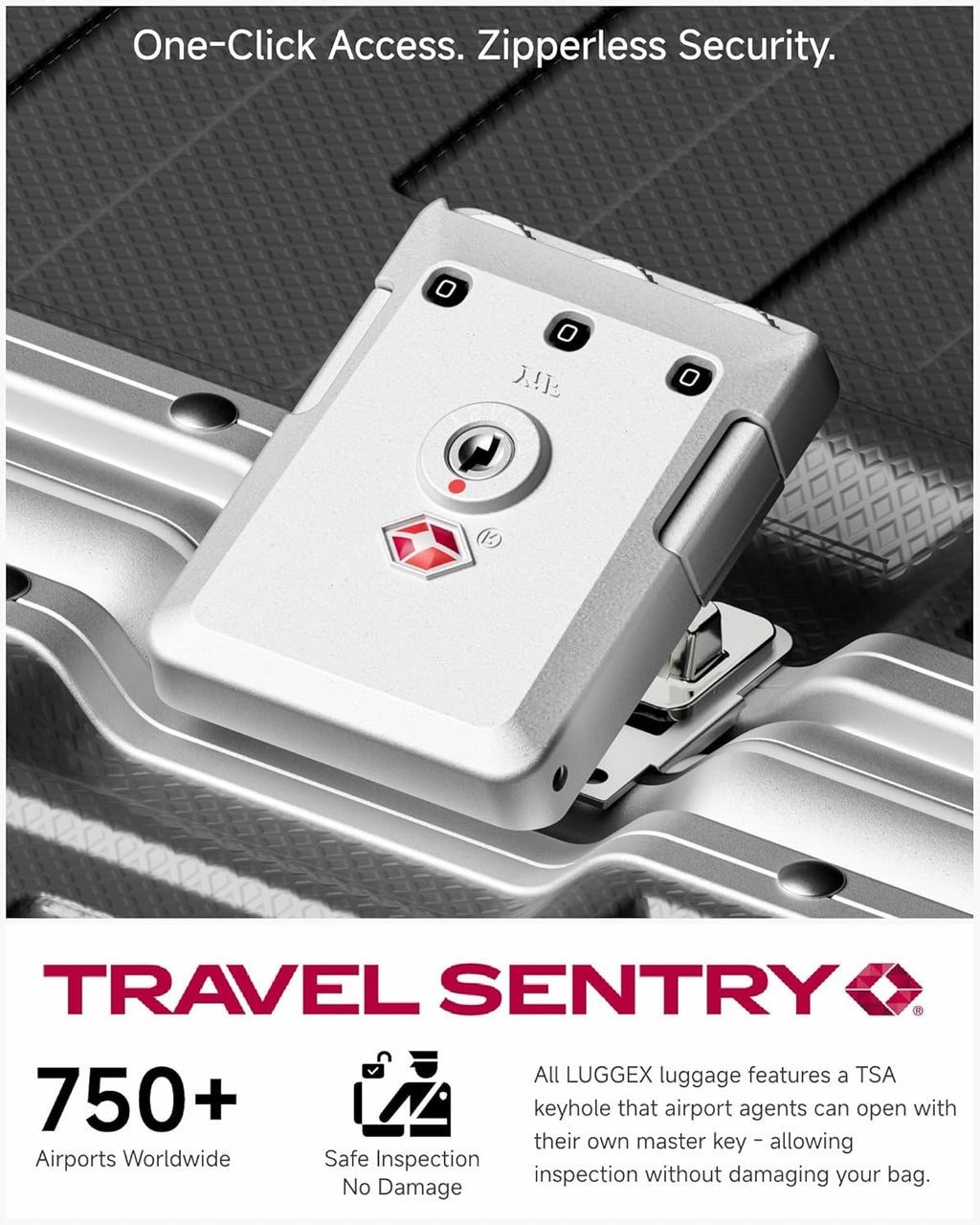 Carry On Luggage with Spinner Wheels, 8010S Aluminum Frame Zipperless Polycarbonate Hard Shell Suitcase (ZX-Core